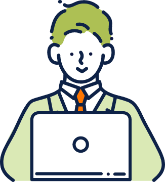 パソコンに向かう男性のイラスト