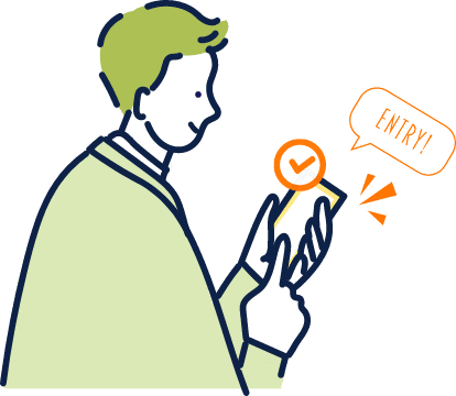 スマホからエントリーする男性のイラスト